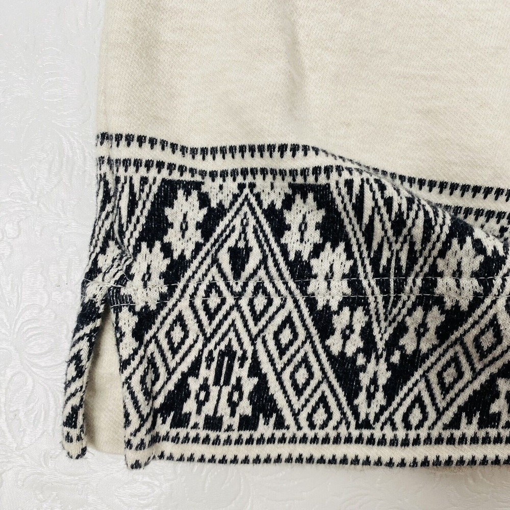 J Crew Sz Small Black Cream Graphic 3/4 Sleeve Sweatshirt - Picture 3 of 9
